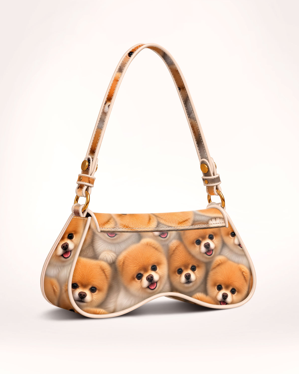 KUTEÈ POM POM dog print shoulder bag with gold-tone hardware