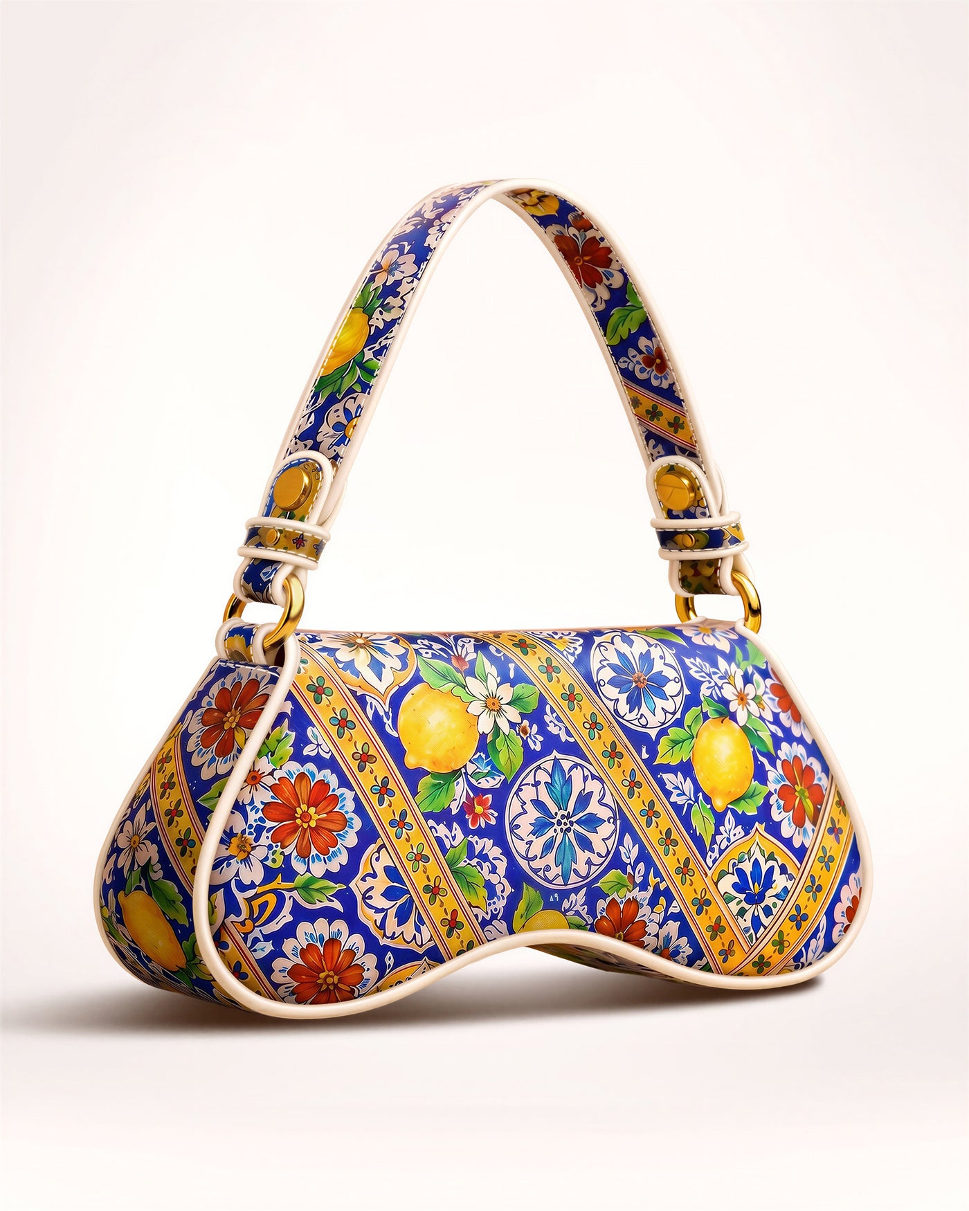 Amalfi majolica and lemon print KUTEE' shoulder bag, photo 3