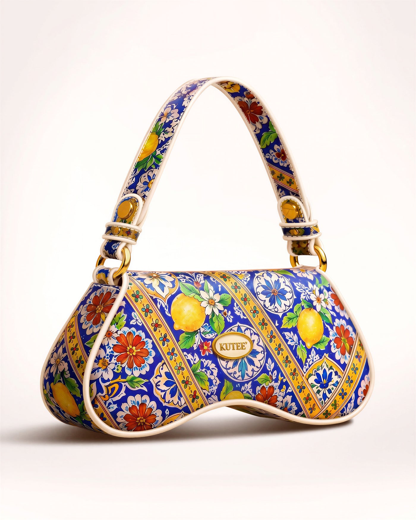 Amalfi majolica and lemon print KUTEE' shoulder bag, photo 1