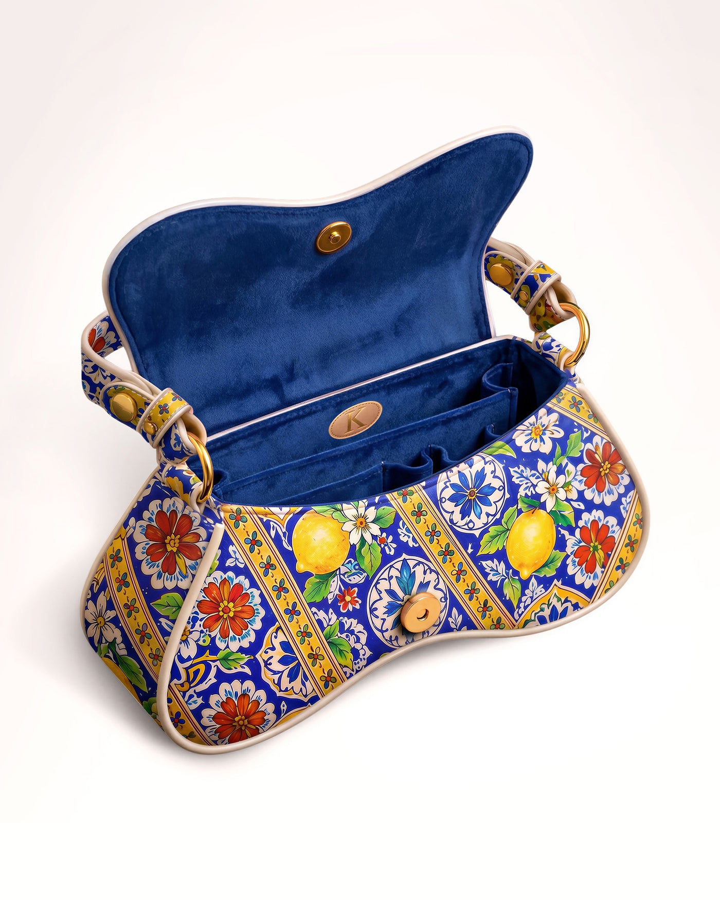 Amalfi majolica and lemon print KUTEE' shoulder bag, photo 5