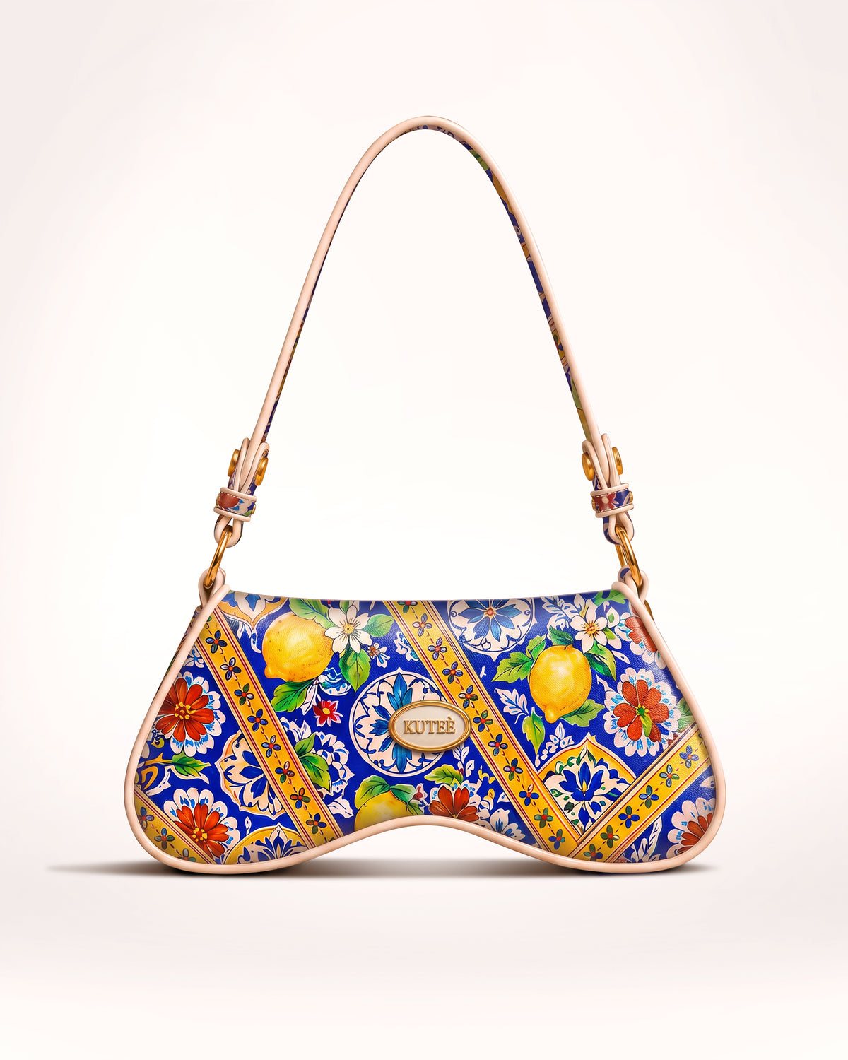 KUTEÈ Amalfi majolica print handbag with gold-tone hardware